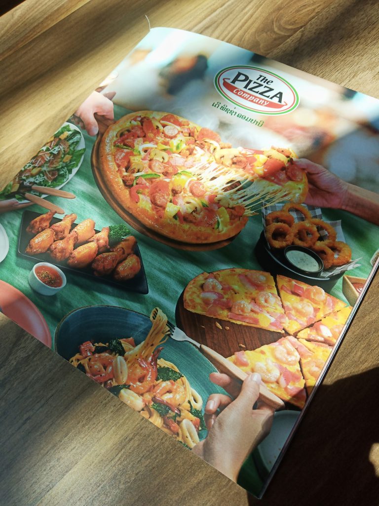Pizza company menu
